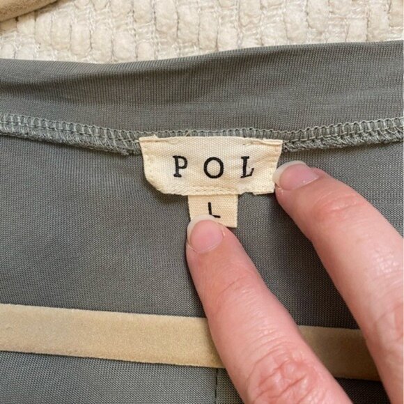 Pol Lightweight Sage Green Dress With Side Slit Size L - Picture 4 of 10